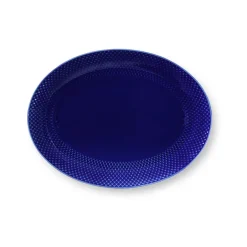 Lyngby Porcelæn Rhombe oval serving saucer 35x26,5 cm, Dark Blue Clearance