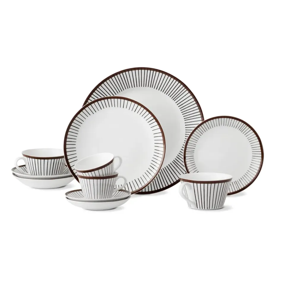 Gustavsbergs Porslinsfabrik Ribb plate, Ø 18 cm BrownWhite New