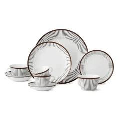 Gustavsbergs Porslinsfabrik Ribb tea set, tea cup + saucer BrownWhite