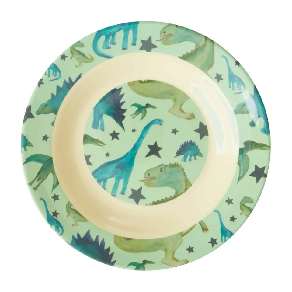 RICE children's bowl melamine Ø20 cm, Dinosaurs BlueGreen Sale