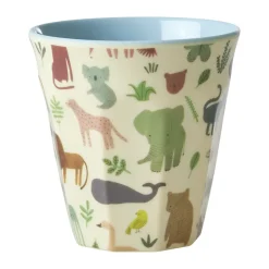 RICE children's cup melamine, Sweet Jungle Print-Soft Blue Clearance