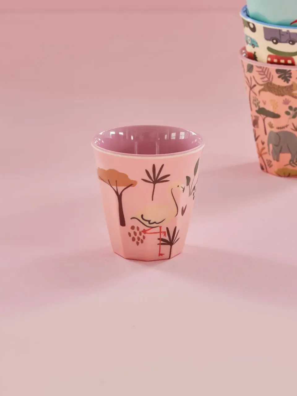 RICE children's cup melamine, Jungle Animal Pink Clearance