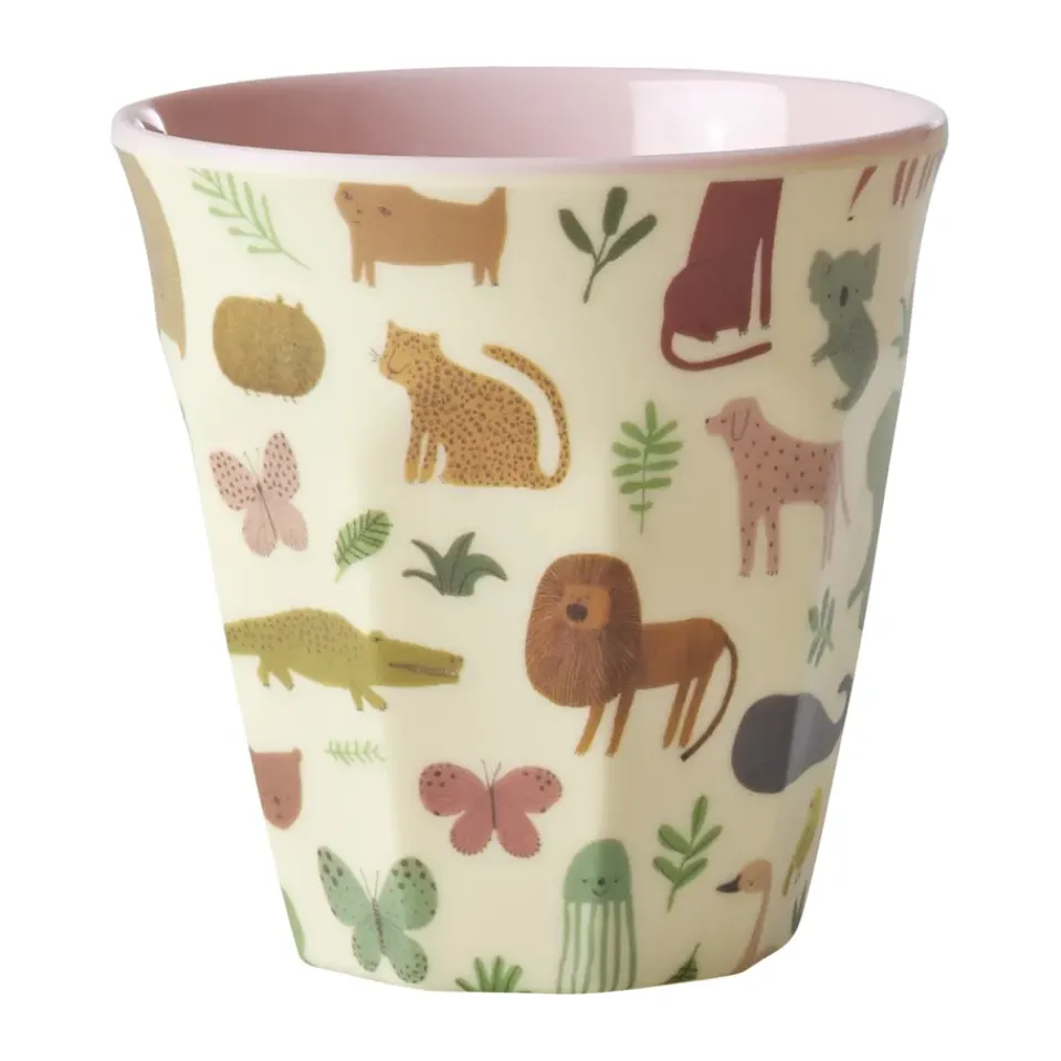 RICE children's cup melamine, Sweet Jungle Print-Soft Pink Clearance