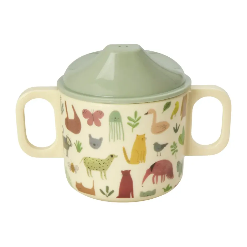 RICE children's mug with two handles 20 cl, Sweet Jungle Print-Cream White New