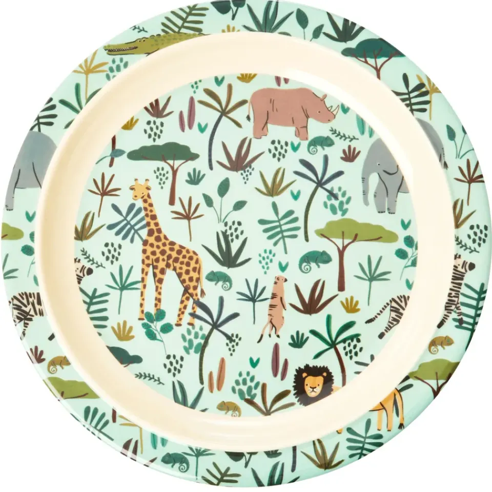 RICE children's plate Jungle animals, -multi Green Best