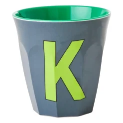RICE melamin cup medium letter - K 30 cl, Dark grey BlueGreen New