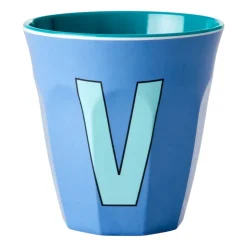 RICE melamin cup medium letter - V 30 cl, New dusty Blue Best