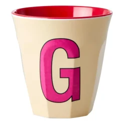 RICE melamin cup medium letter - G 30 cl, Pastel yellow Pink Hot