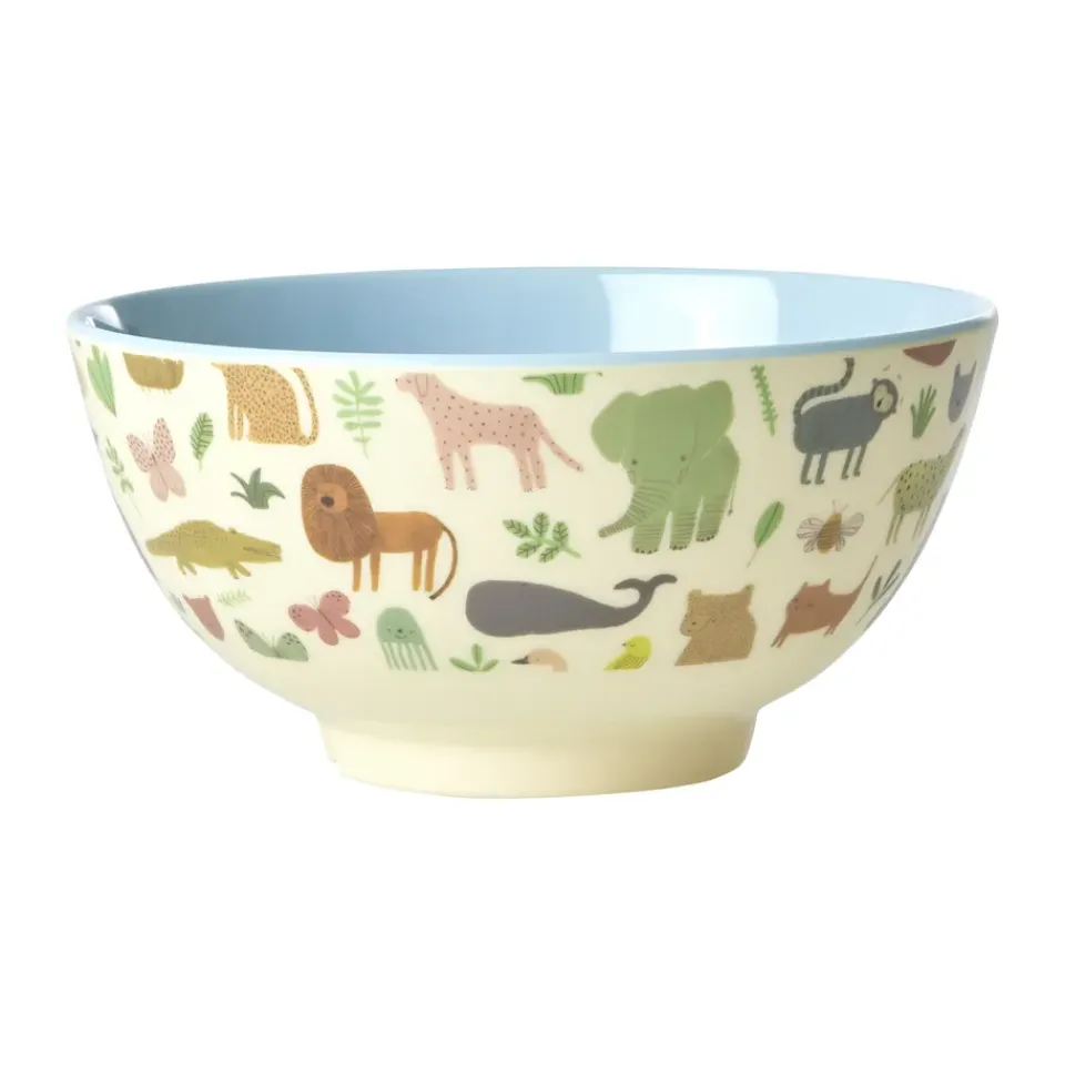 RICE melamine bowl medium, Sweet Jungle Print-Soft Blue Sale