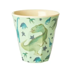 RICE melamine cup medium, Dinosaurs GreenBlue Hot