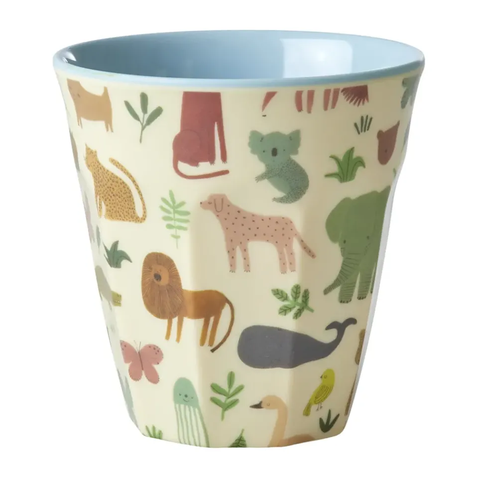 RICE melamine cup medium, Sweet Jungle Print-Soft Blue Outlet