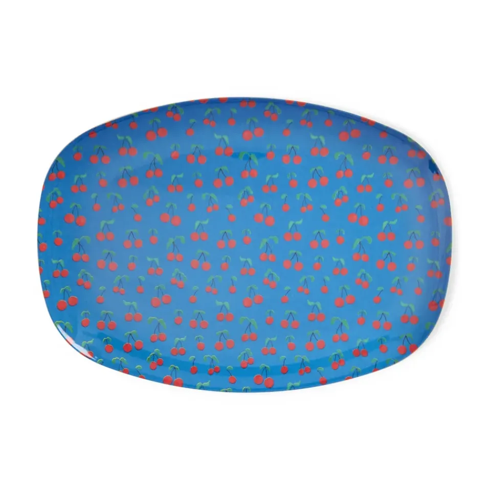 RICE melamine plate 22x30 cm, Cherry BluePink Hot