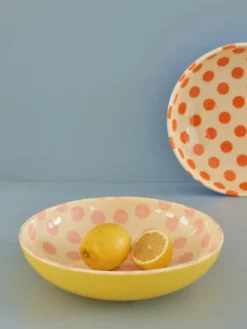 RICE salad bowl melamine Ø29.9 cm, Pink dots-yellow YellowPink Online