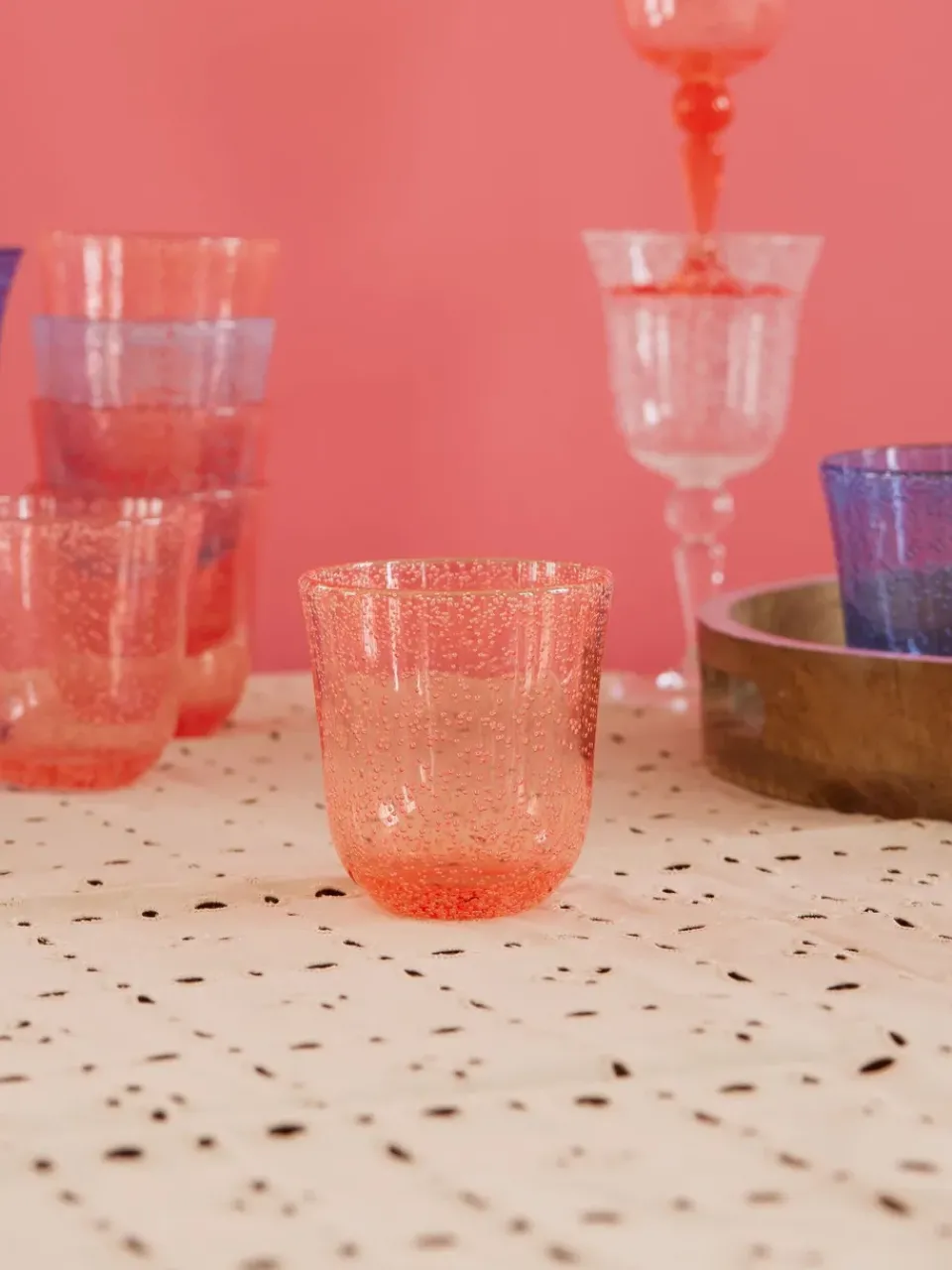 RICE tumbler glass bubble design acrylic 41 cl, Peach Orange Sale