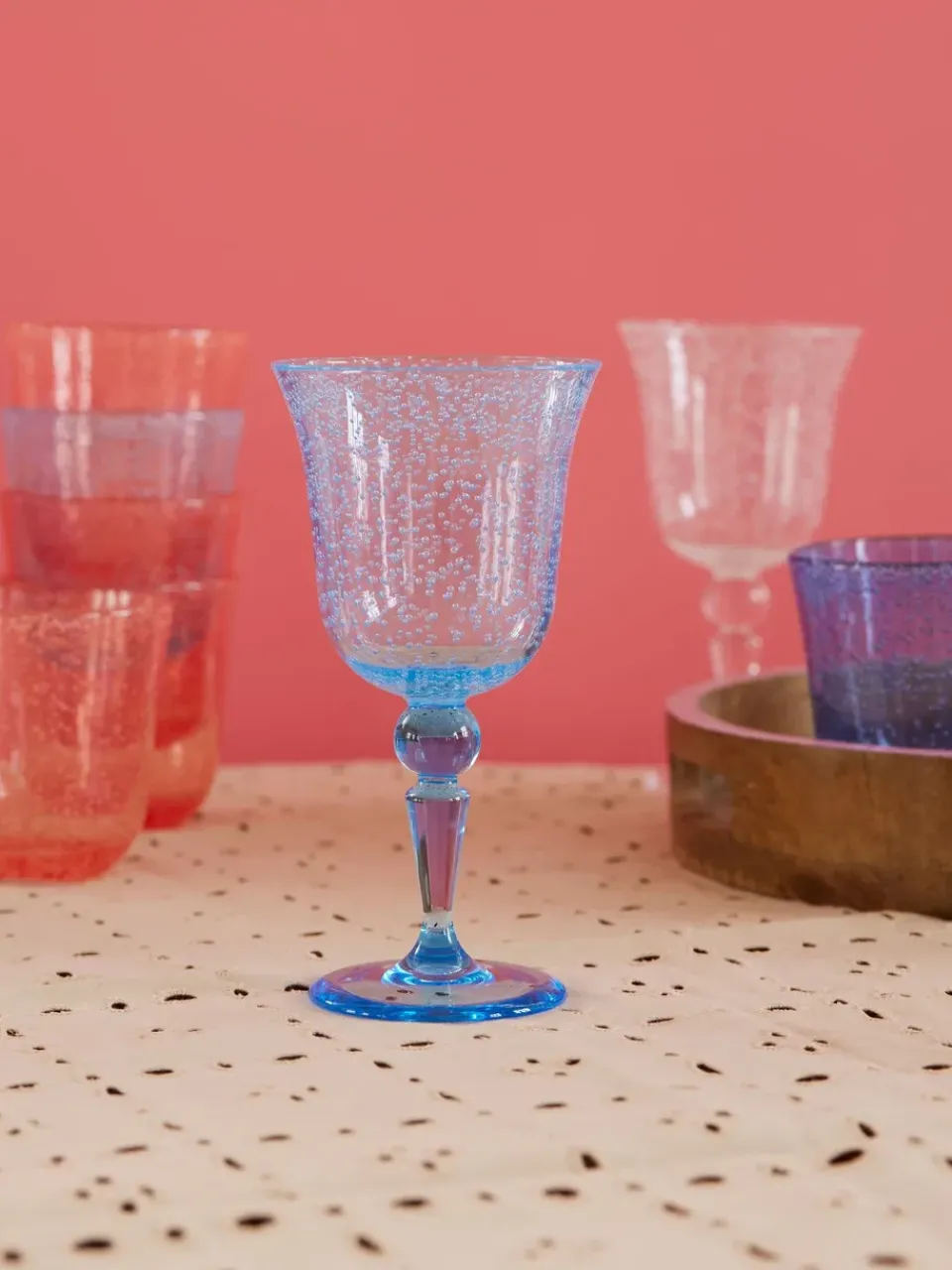 RICE wine glass bubble design 36 cl, Mint Blue Hot