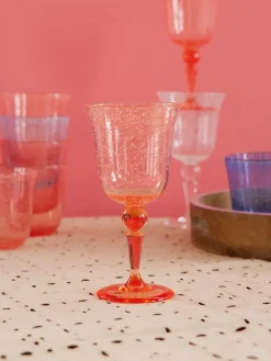 RICE wine glass bubble design 36 cl, Peach Orange Clearance