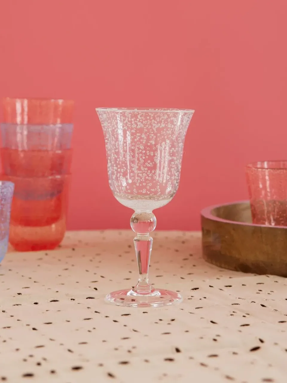 RICE wine glass bubble design 36 cl, Clear Transparent Outlet