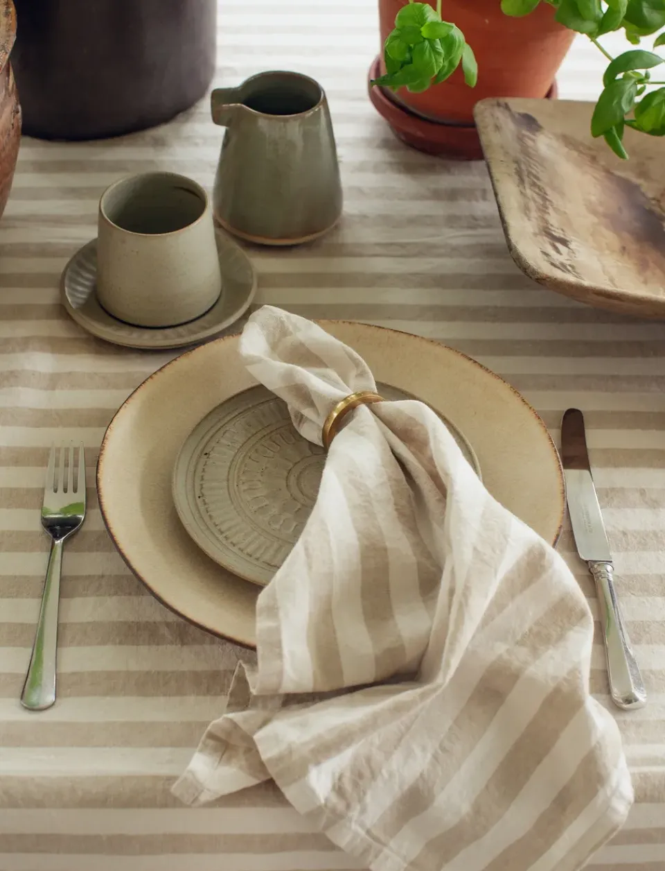 Himla Riviera fabric napkin 45x45 cm 4-pack, Sand Beige Outlet