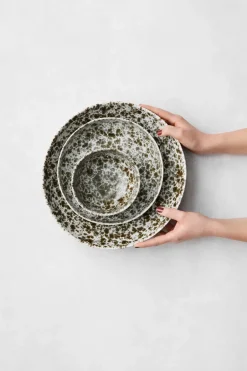 Tell Me More Rivoli salladsbowl medium Ø30 cm, Green splatter WhiteGreen Outlet