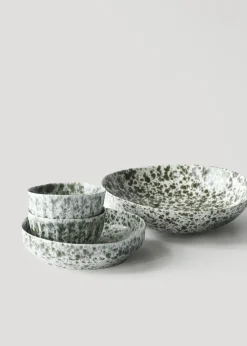 Tell Me More Rivoli serving bowl Ø22.5 cm, Green splatter WhiteGreen Clearance