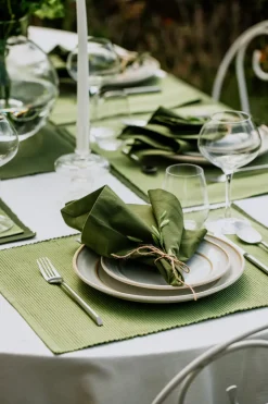 Linum Robert napkins 4-pack, Dark olive Green Sale