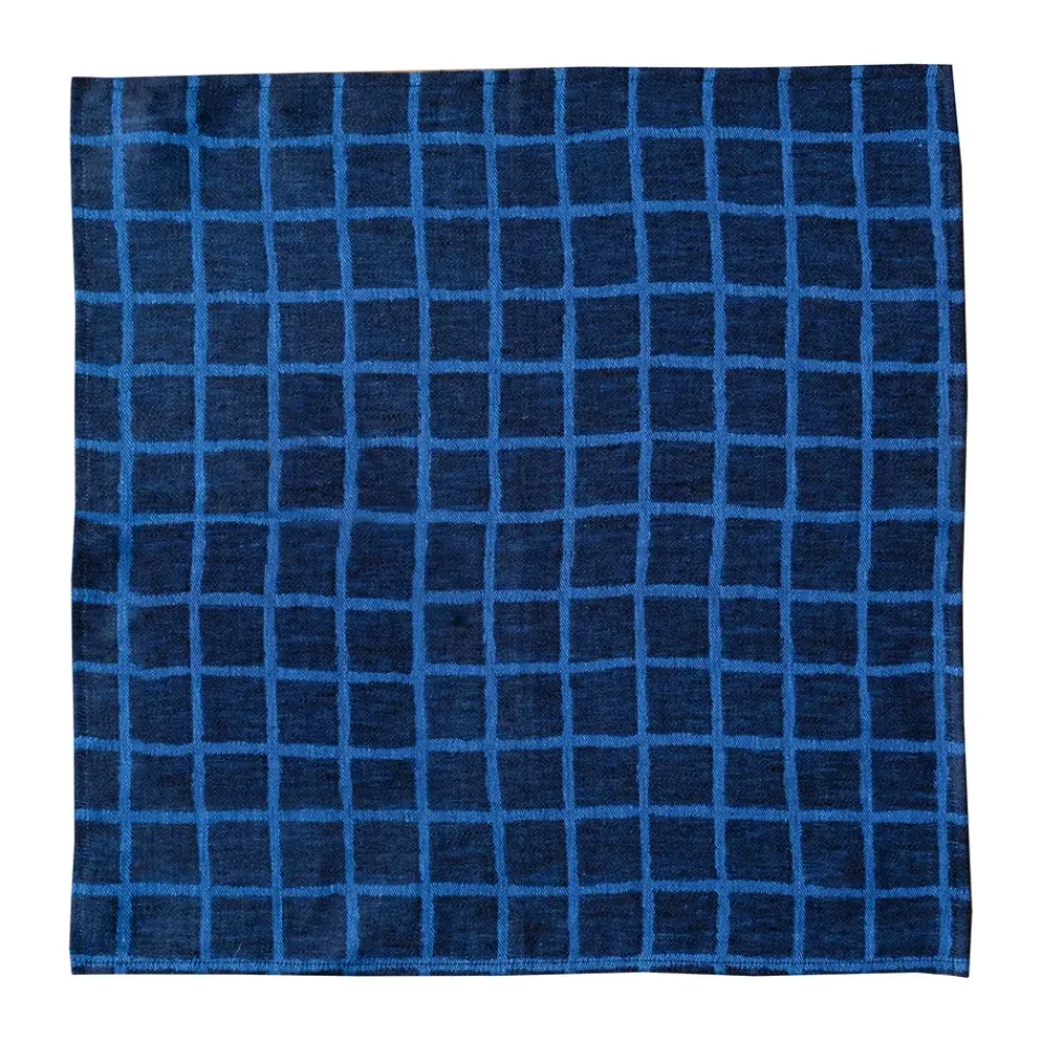 Fine Little Day Rutig jacquardvävd servett 2-pack, Blue-black BlueBlack New