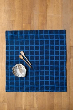 Fine Little Day Rutig jacquardvävd servett 2-pack, Blue-black BlueBlack New