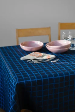 Fine Little Day Rutig jacquard-woven table cloth 147x147 cm, Blue-black BlueBlack Discount