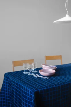 Fine Little Day Rutig jacquard-woven table cloth 147x147 cm, Blue-black BlueBlack Discount