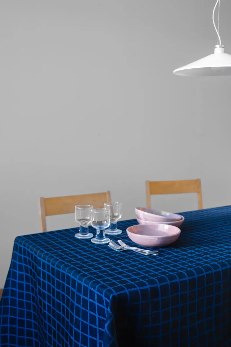 Fine Little Day Rutig jacquard-woven table cloth 147x147 cm, Blue-black BlueBlack Discount