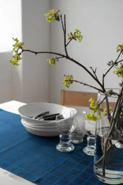 Fine Little Day Rutig jacquard-woven table runner 45x150 cm, Blue-black BlueBlack Clearance