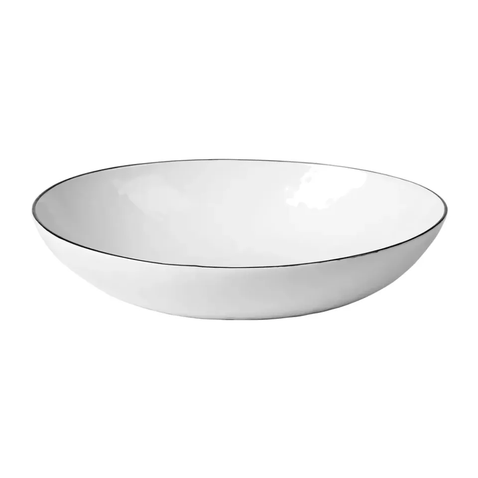Broste Copenhagen Salt bowl 23x19.5x5 cm, White-black rim WhiteBlack Clearance
