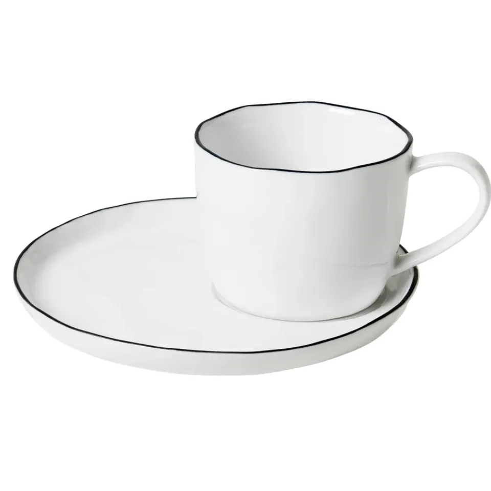 Broste Copenhagen Salt cup and saucer, large, 6.5 cm White Best