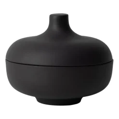 Design House Stockholm Sand bowl with lid M Ø12 cm, clay Black