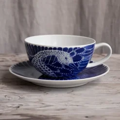 Götefors Porslin Selma tea cup with saucer, Ø 16 cm Blue Hot