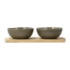 Villa Collection Shoku bamboo tray with 2 bowls, Warm Brown Discount