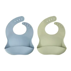 Scandi Living Silly bib silicone 2-pack, Green-Blue BrownBlue Online
