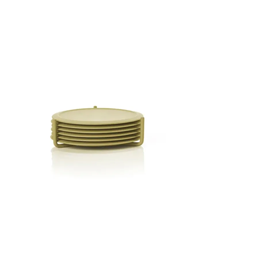 Zone Denmark Singles coaster 6-pack with holder, Leek Green Hot