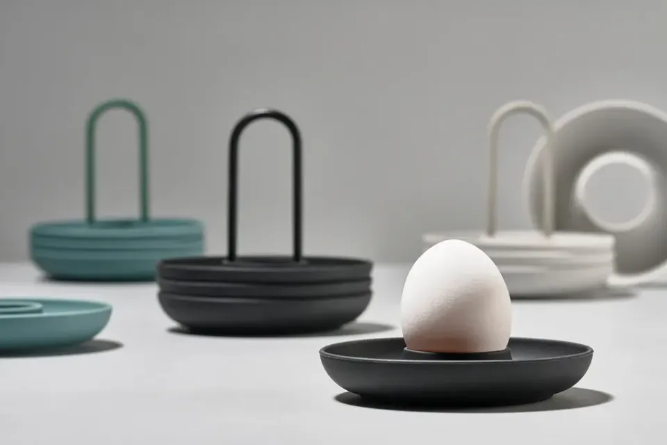Zone Denmark Singles egg cup 4-pack with holder, Warm Grey Outlet
