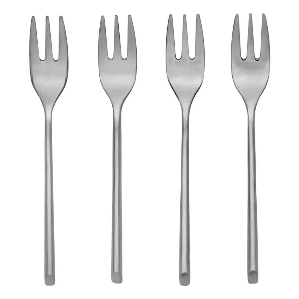 Broste Copenhagen Sletten cake fork 4-pack, Full satin forged Silver-coloured Outlet