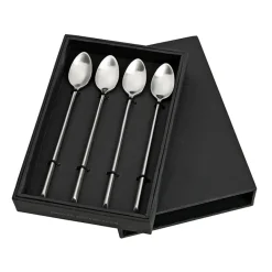 Broste Copenhagen Sletten spoon long 4-pack, Full satin forged Silver-coloured Discount