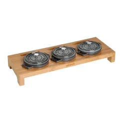 STAUB serving holder for 3 mini pots, Bamboo Brown Best