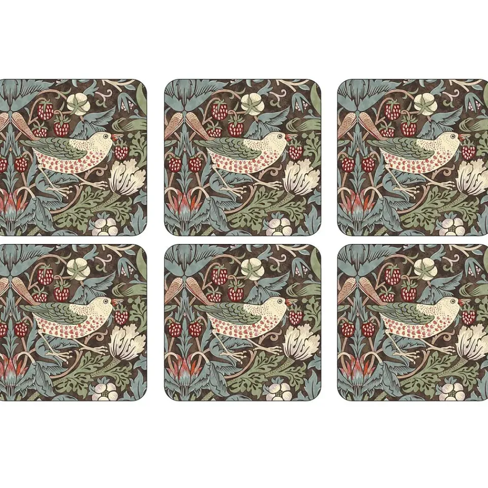 Pimpernel Strawberry Thief coaster 6-pack, Brown Hot