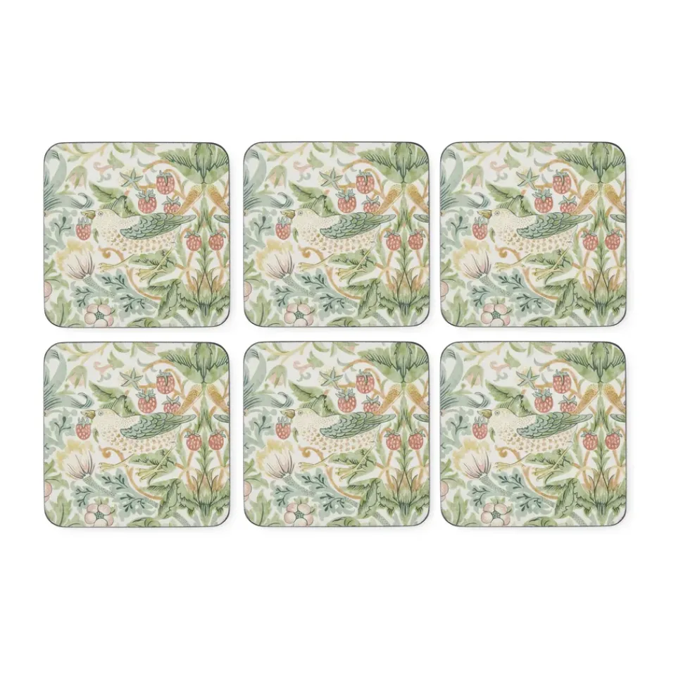 Pimpernel Strawberry Thief coaster 6-pack, Green Multi Online