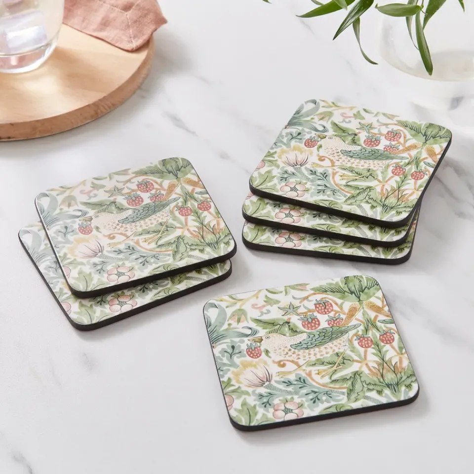 Pimpernel Strawberry Thief coaster 6-pack, Green Multi Online