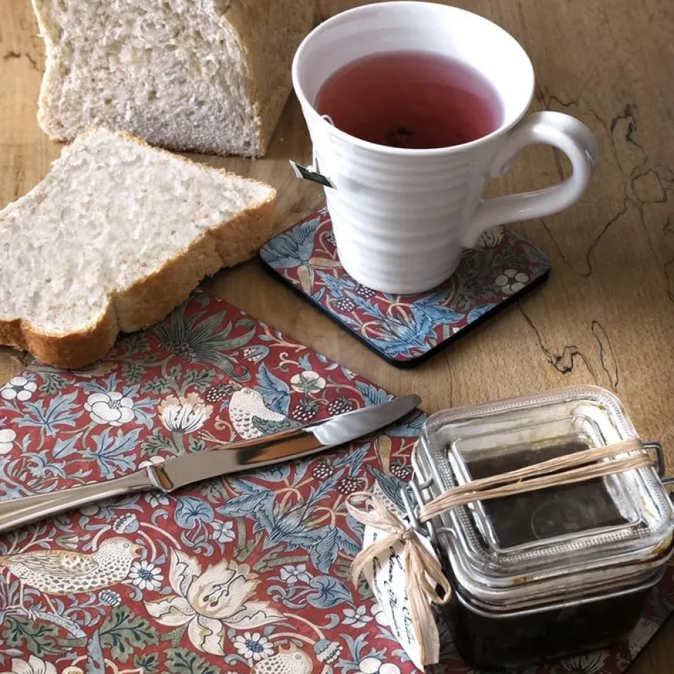 Pimpernel Strawberry Thief coaster 6-pack, Red Outlet