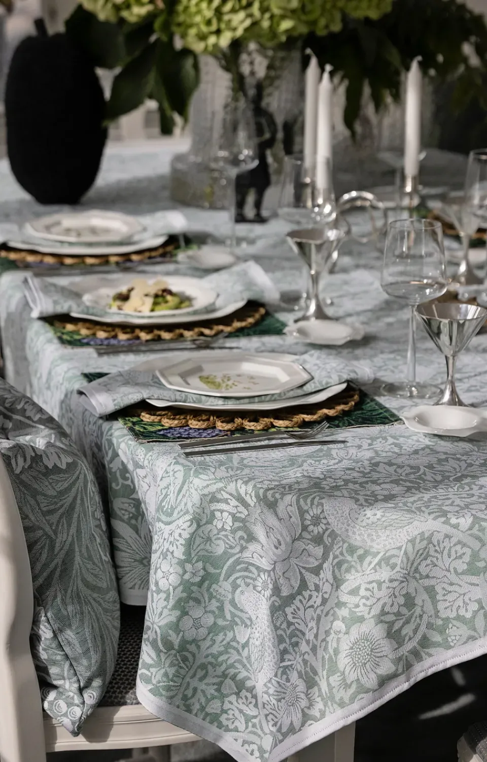 Ekelund Linneväveri Strawberry Thief fabric napkin 35x35 cm, Green Online