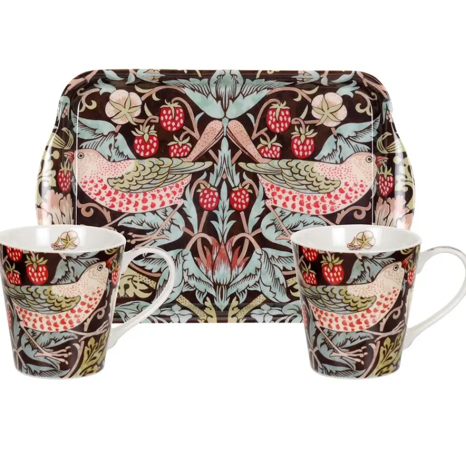 Pimpernel Strawberry Thief mug and tray set, Brown New