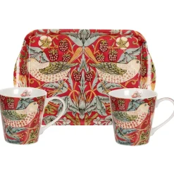 Pimpernel Strawberry Thief mug and tray set, Red Discount