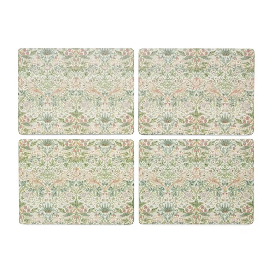 Pimpernel Strawberry Thief Placemats 30x40 cm 4 pack, Green Multi